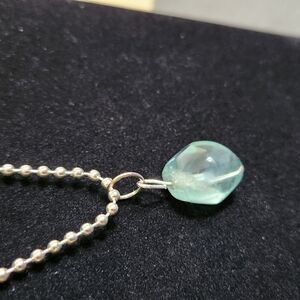 Rare Natural Sea Blue Green Flourite Polished Chunk Necklace